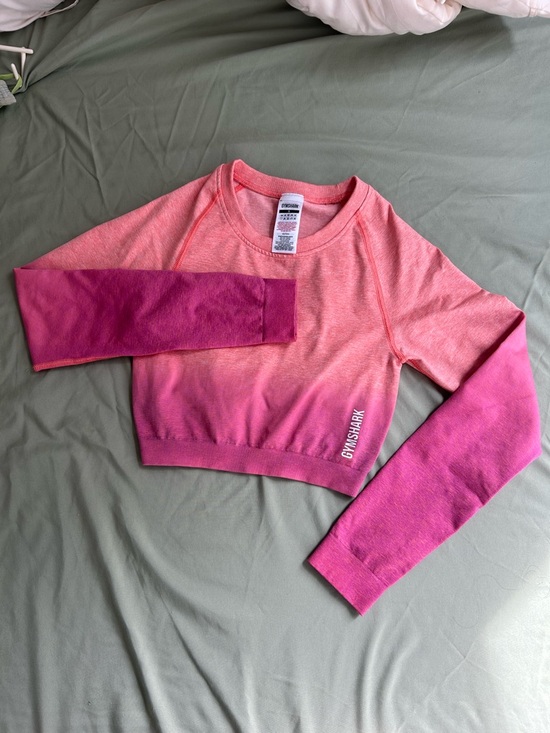 Gymshark Tops - Gymshark Ombre Crop Long Sleeve Top - Coral to Fuchsia